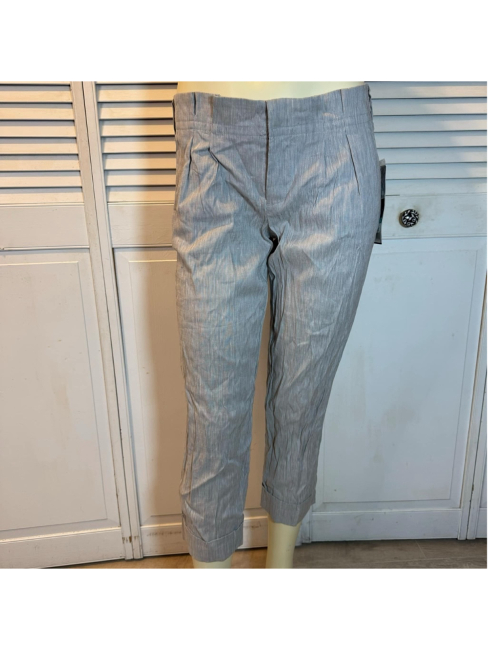 Worthington Women’s Linen Blend Cropped Pants Size 2 Gray Modern Fit Stretch